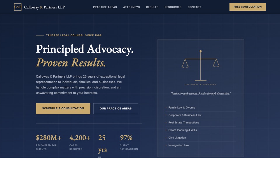 Calloway & Partners — Law Firm concept site