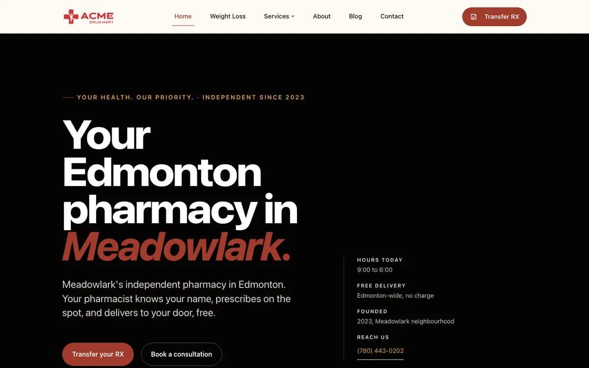 Acme Drug Mart website
