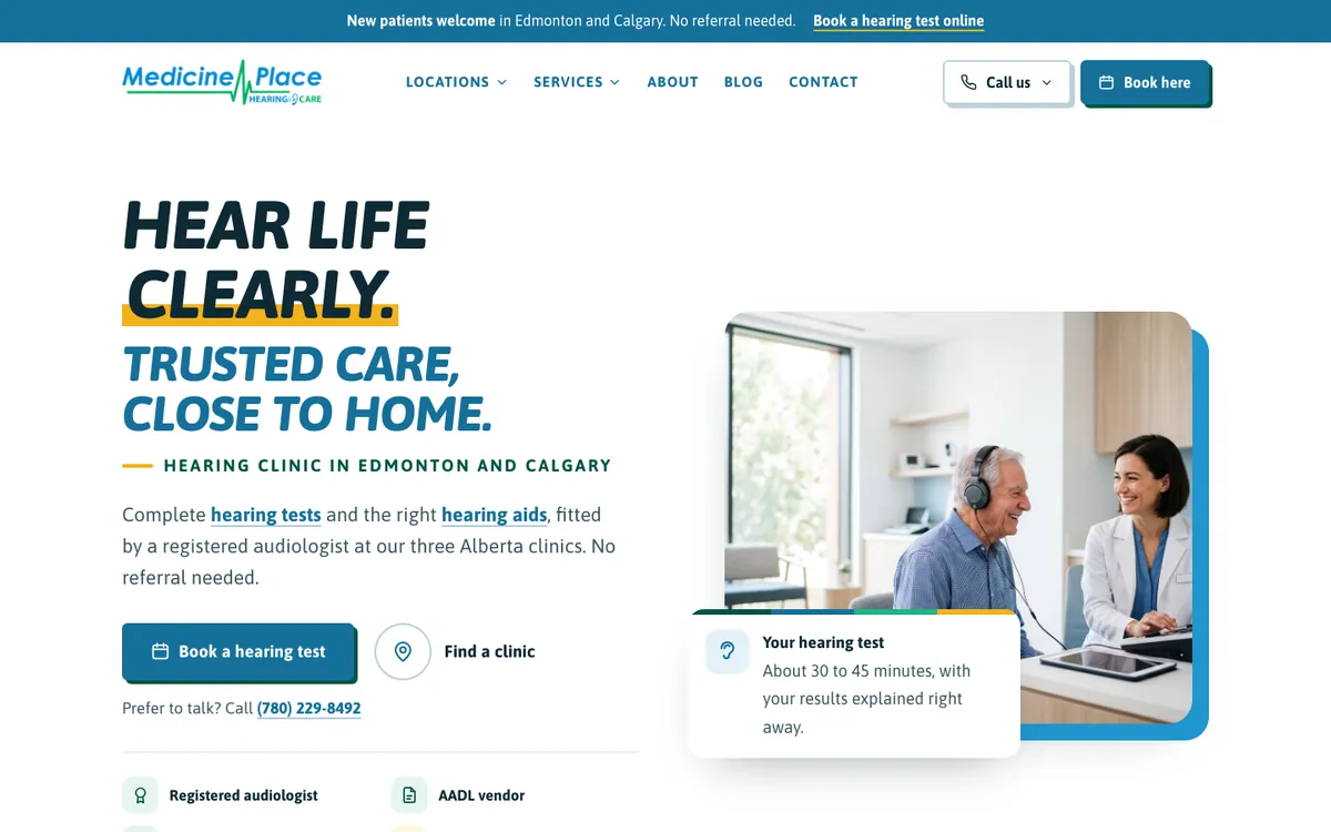 Medicine Place Hearing Care website