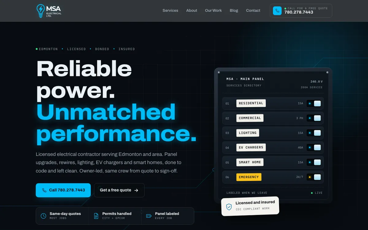 MSA Electrical website
