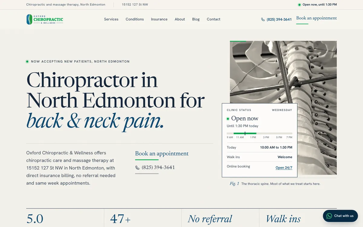 Oxford Chiropractic & Wellness website